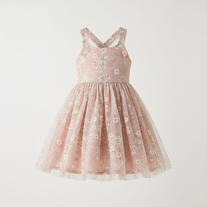Blush Floral Tulle Party Dress