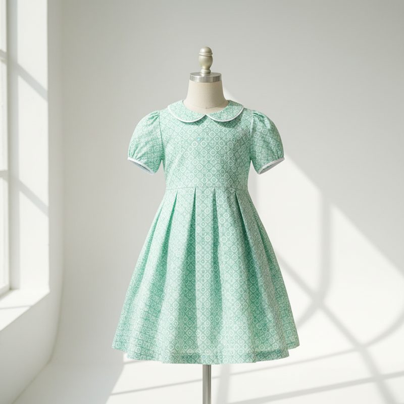Mint Peter Pan Collar Pleated Frock