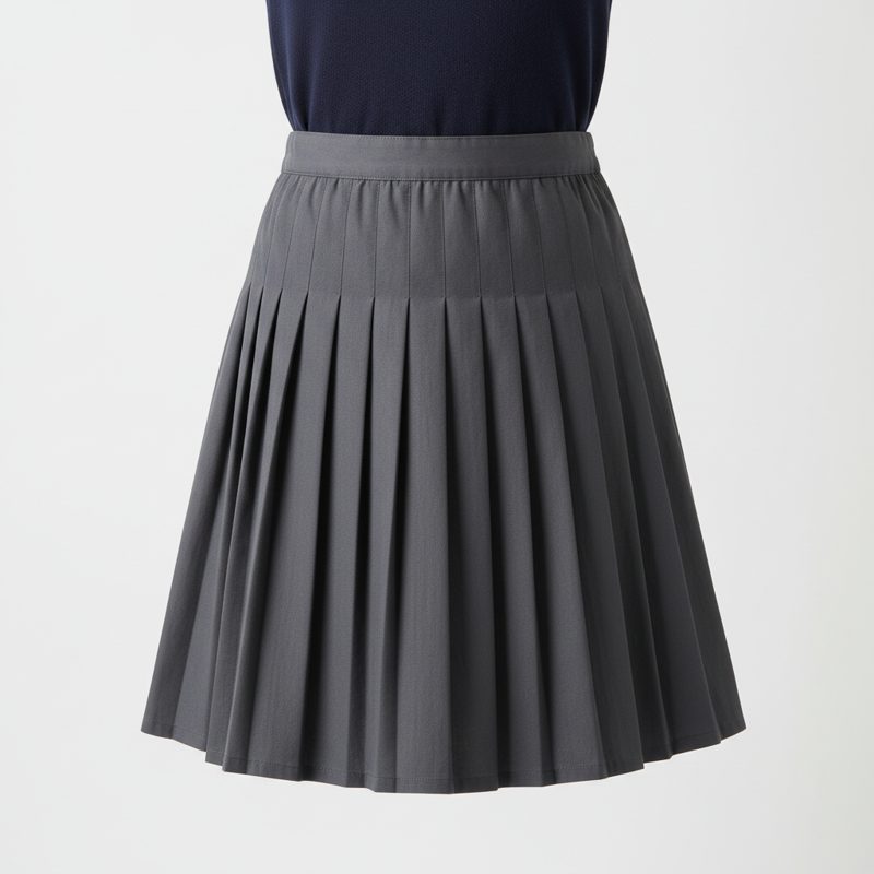 Graphite Box Pleat Uniform Skirt