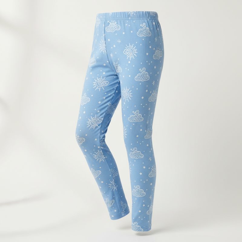 Sky Printed Cotton Stretch Leggings
