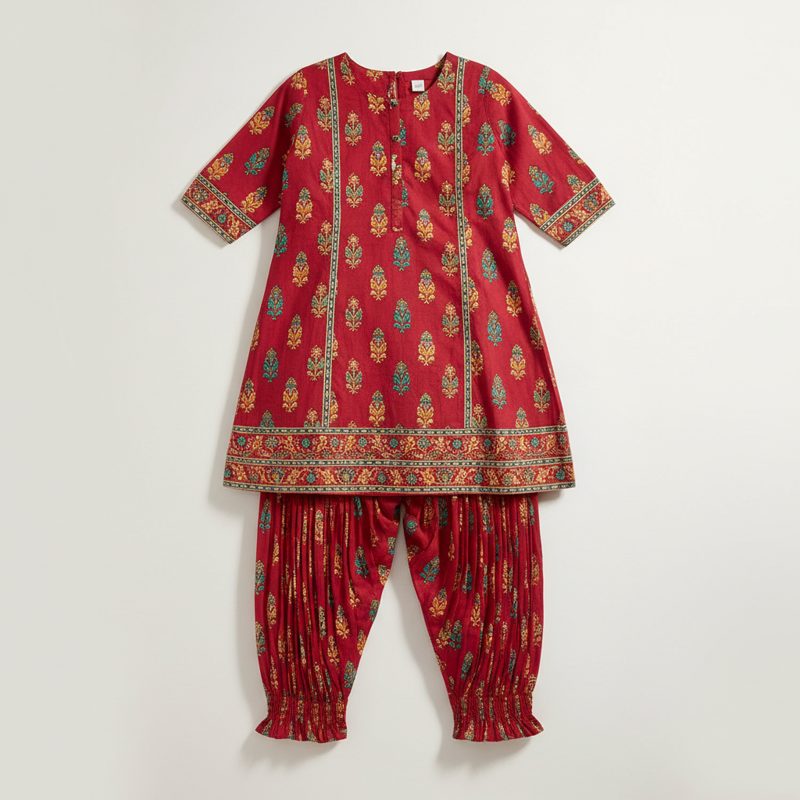 Crimson Block Print Kurta Set