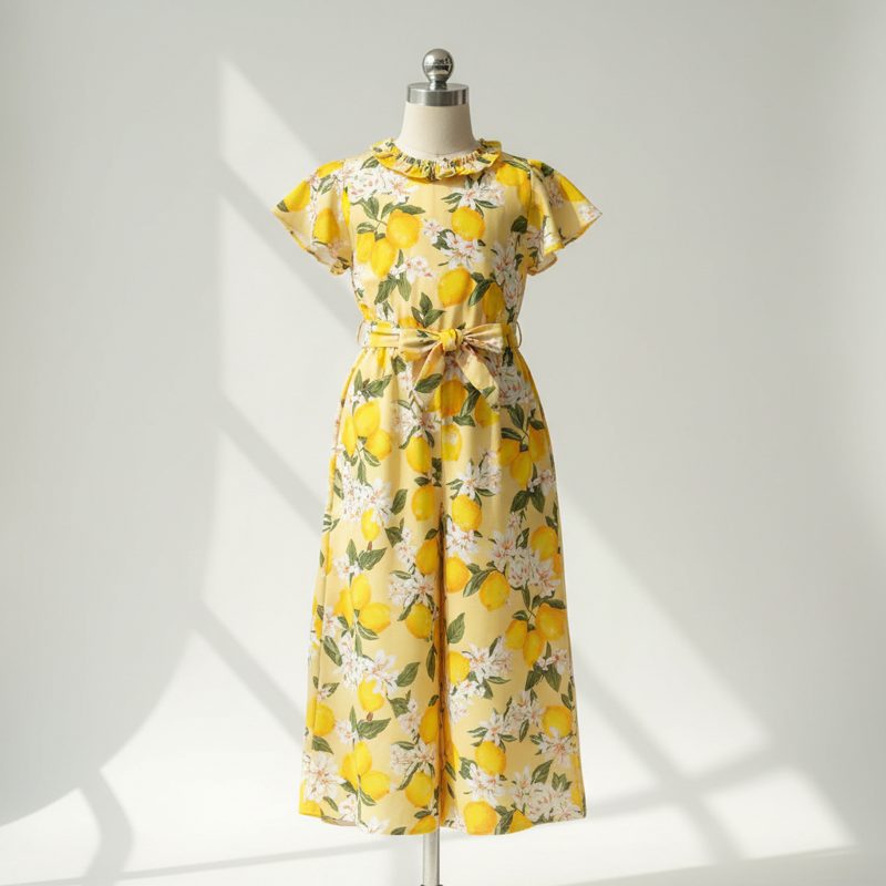 Lemon Lemon Print Ruffle Neck Jumpsuit