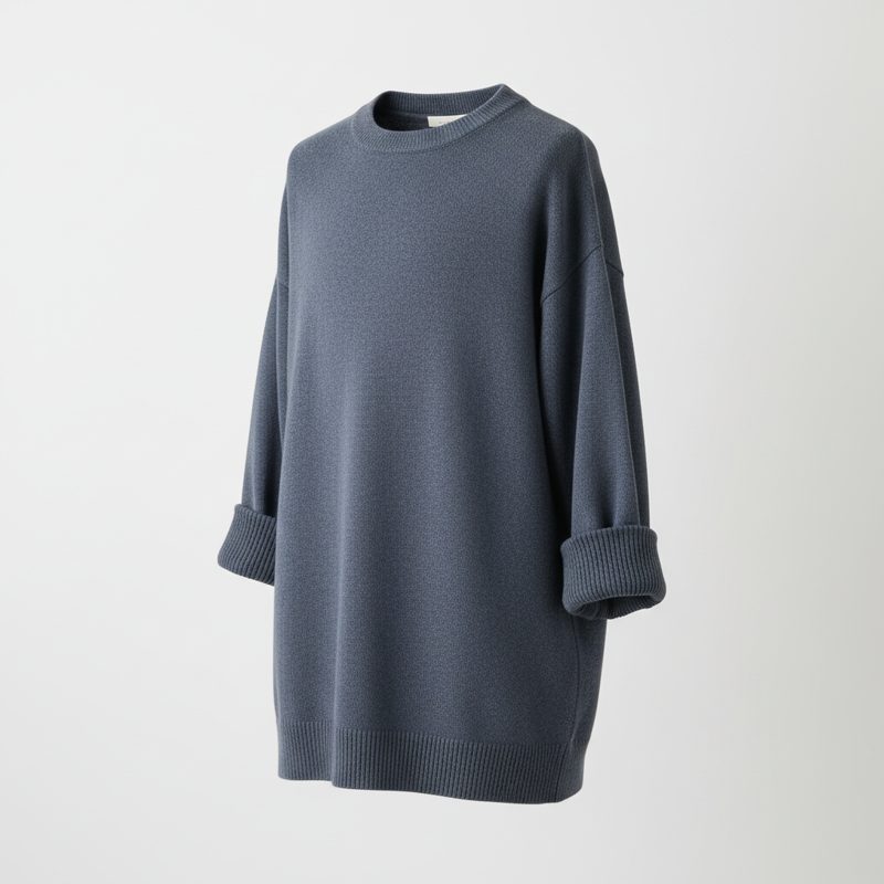 Slate Oversized Knit Crewneck Sweater