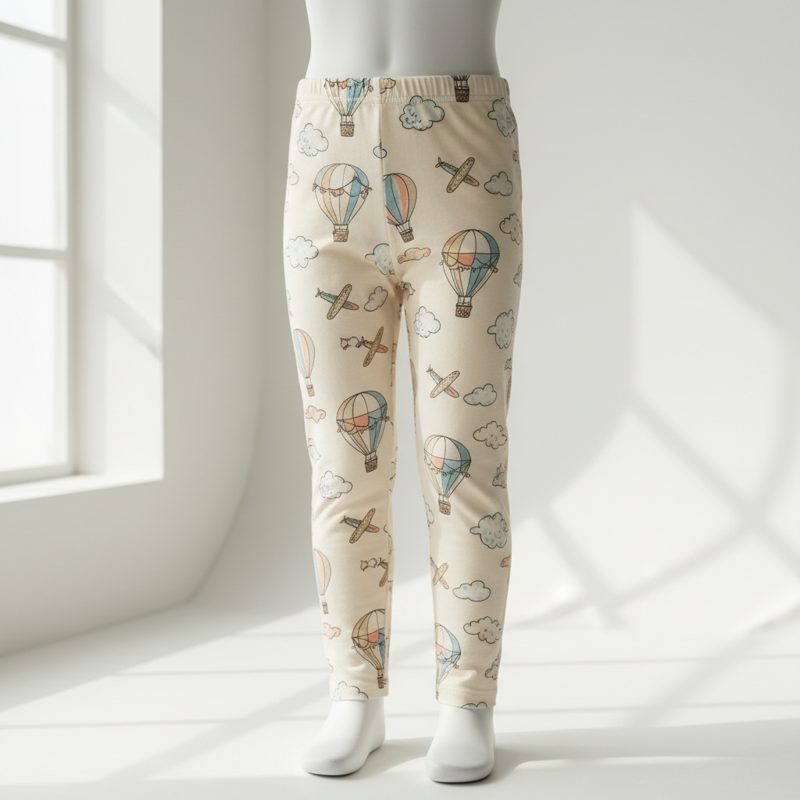 Cream Hot Air Balloon Printed Leggings