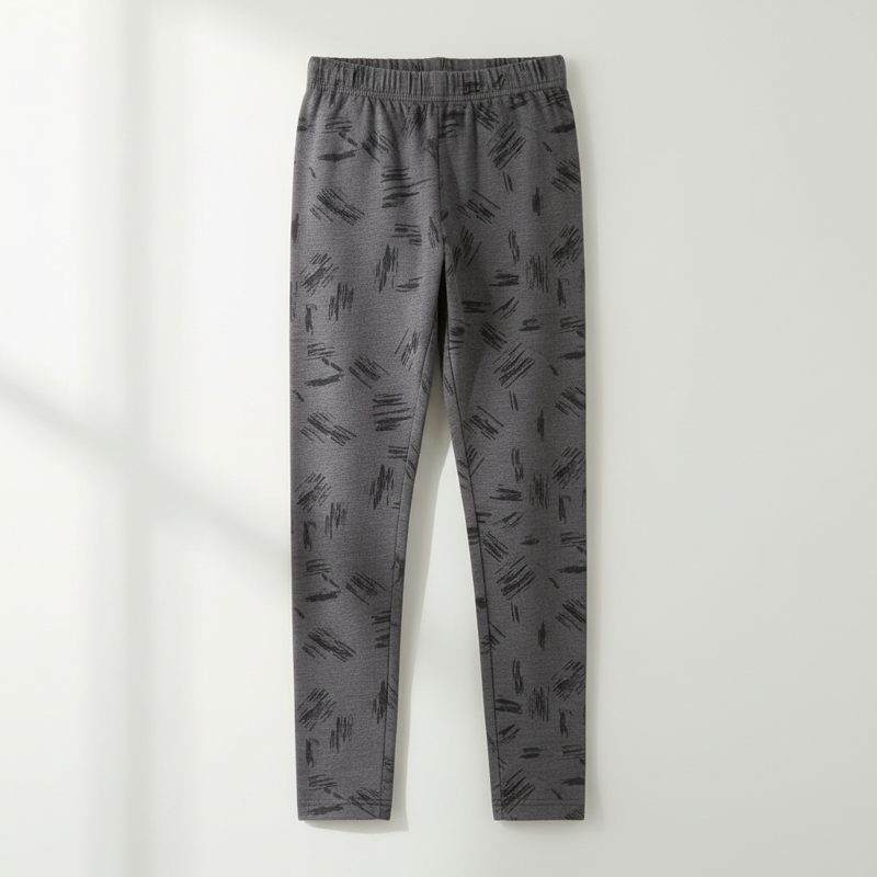 Charcoal Printed Melange Knit Leggings