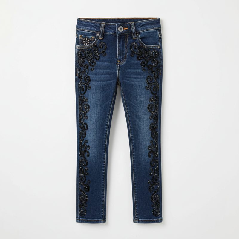 Indigo Embellished Skinny Denim Jeans