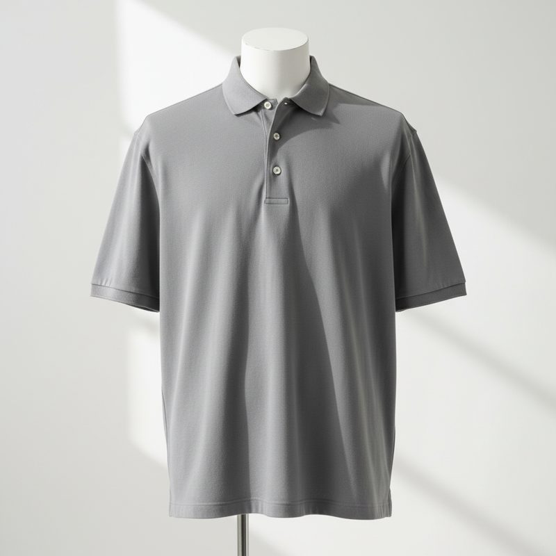 Grey Short Sleeve Polo Shirt