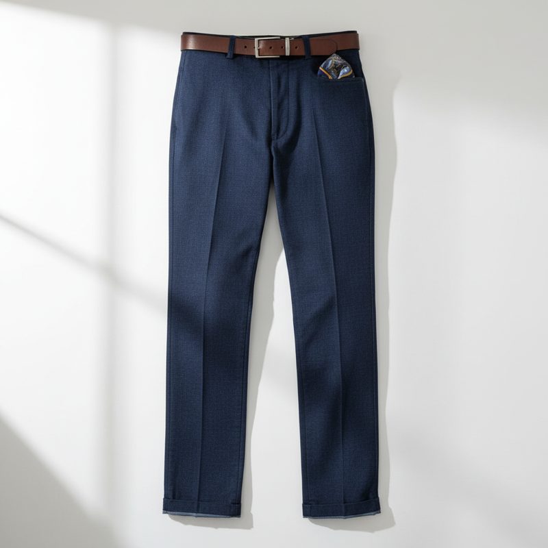 Indigo Textured Slim Fit Formal Trousers