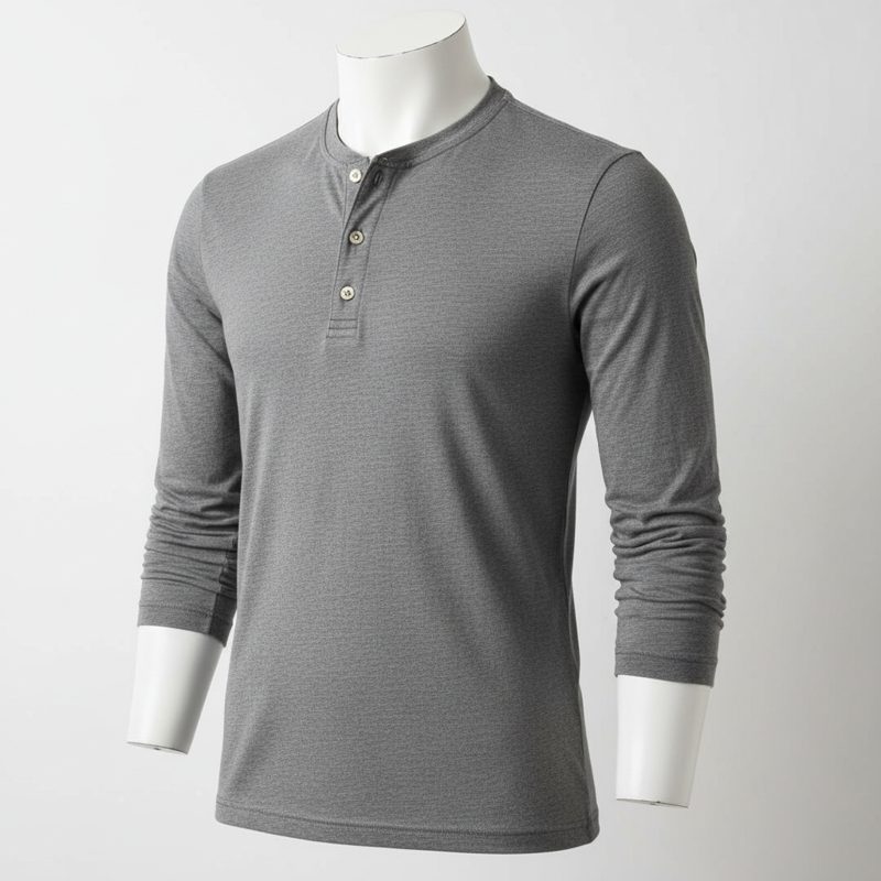 Graphite Long Sleeve Henley T-Shirt