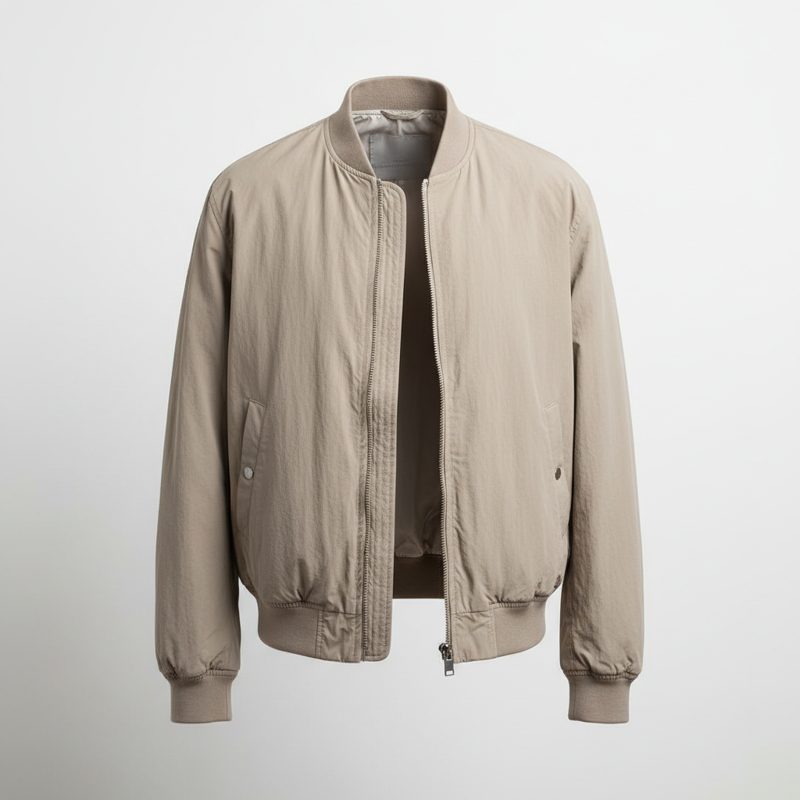 Stone Zip-Up Lightweight Bomber Jacket