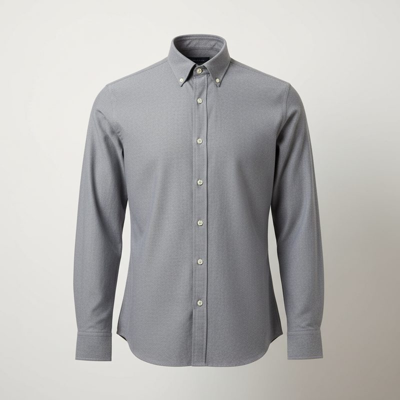 Grey Textured Tailored Oxford Shirt