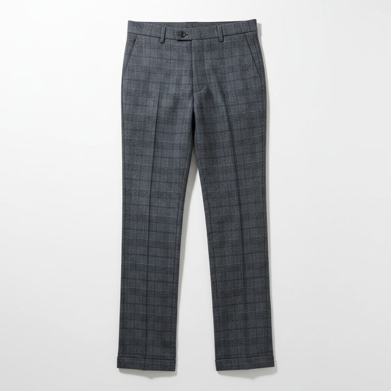 Charcoal Tailored Checked Formal Trousers