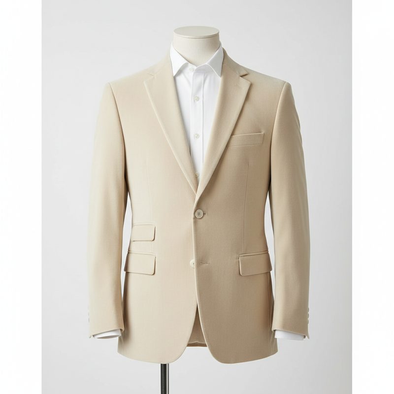 Beige Tailored Notch Lapel Blazer