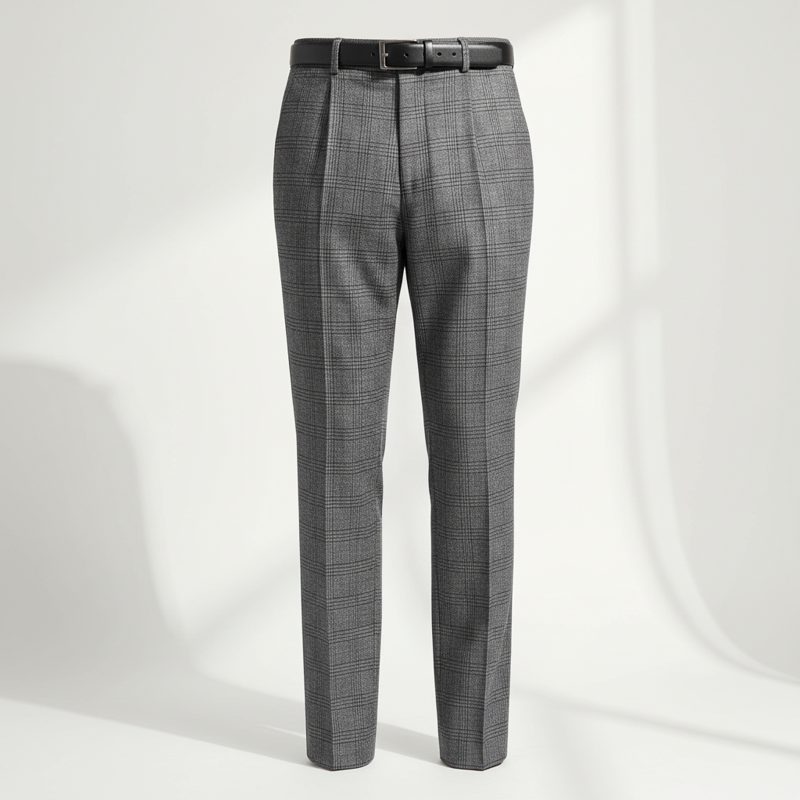 Slate Tailored Checked Formal Trousers