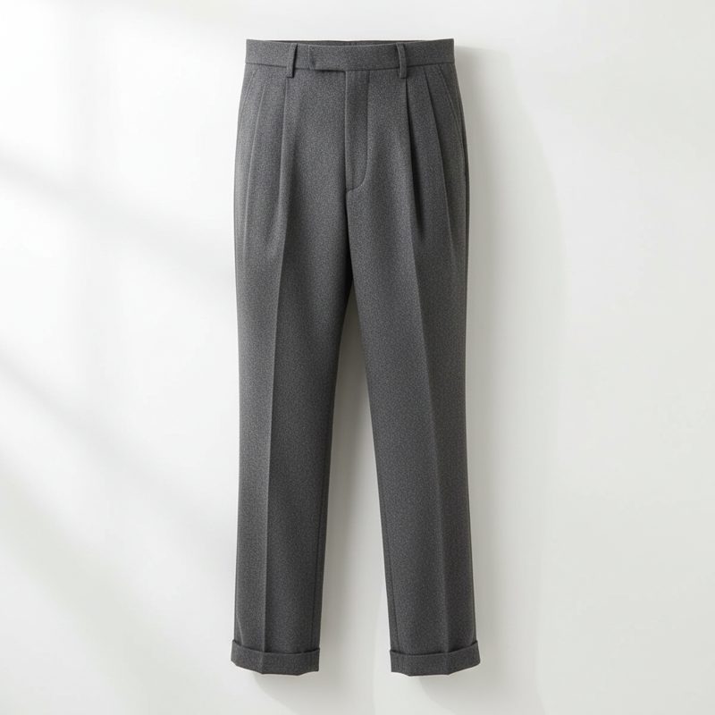 Graphite Single Pleated Wool Trousers