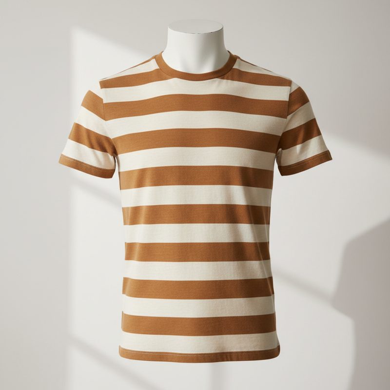 Caramel Striped Cotton Jersey T-shirt