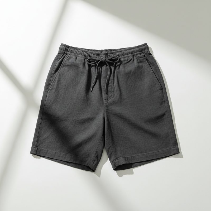 Charcoal Elastic Waist Drawstring Shorts