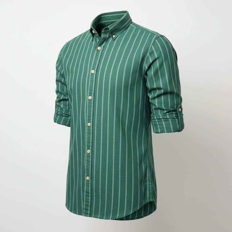 Forest Striped Button-Down Casual Shirt