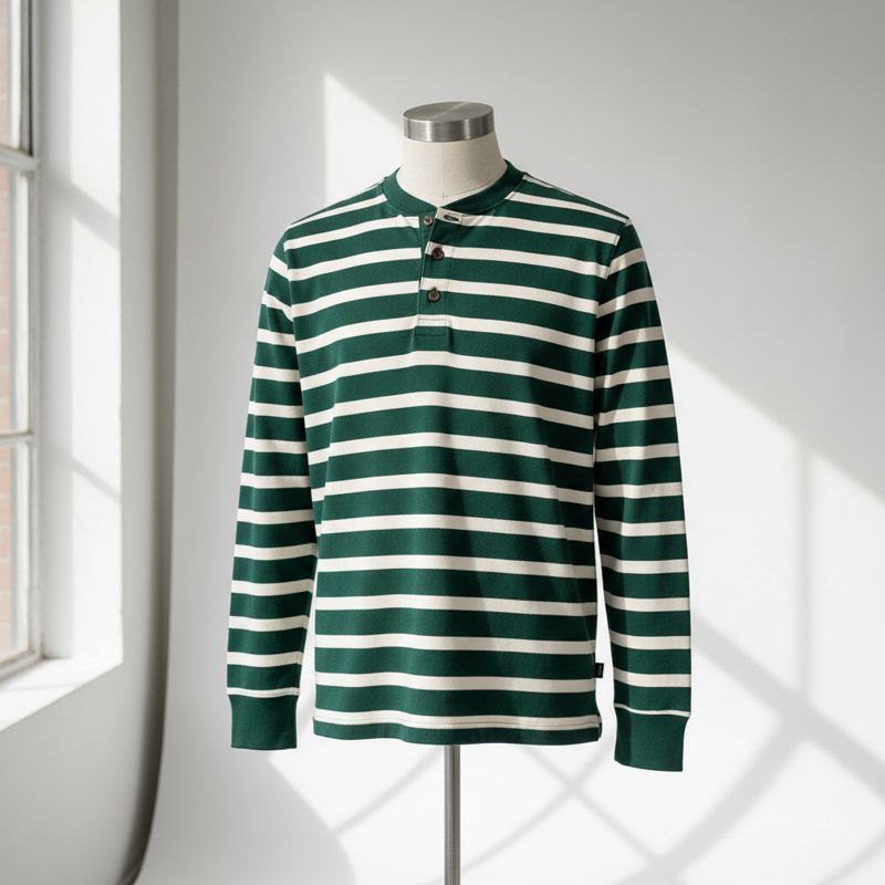 Forest Striped Long Sleeve Henley