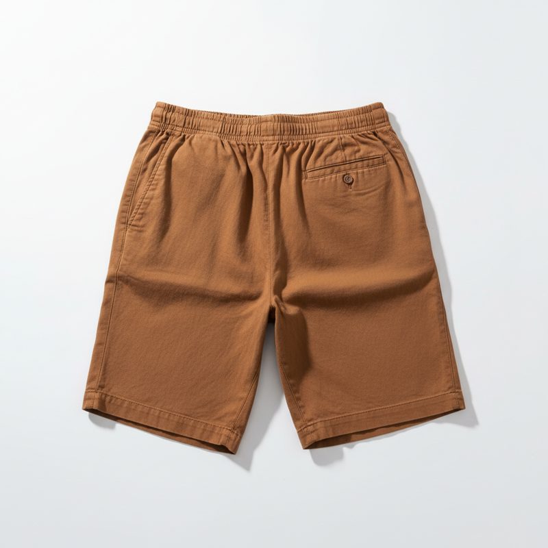 Caramel Elastic Waist Twill Shorts
