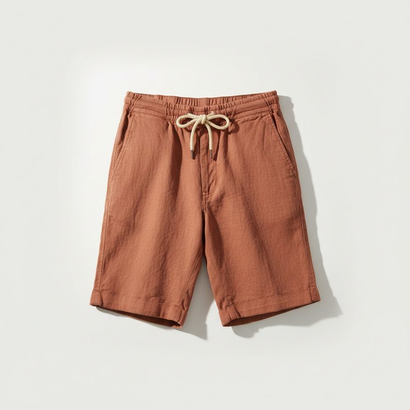 Terracotta Linen Drawstring Chino Shorts