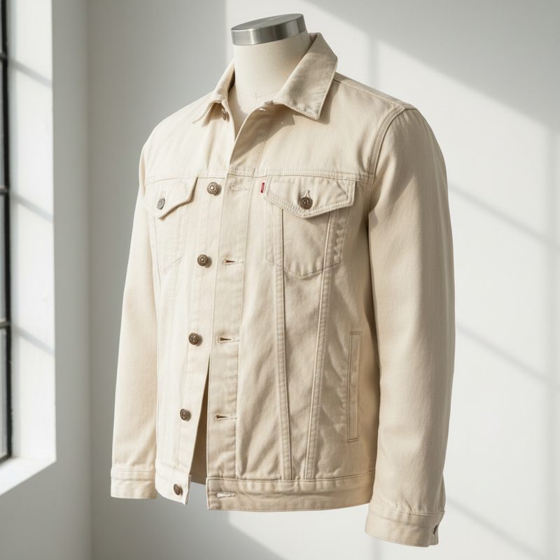 Sand Classic Button-Up Denim Trucker Jacket