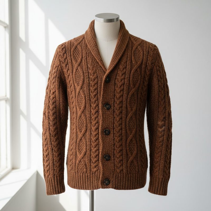 Caramel Cable Knit Cardigan Sweater