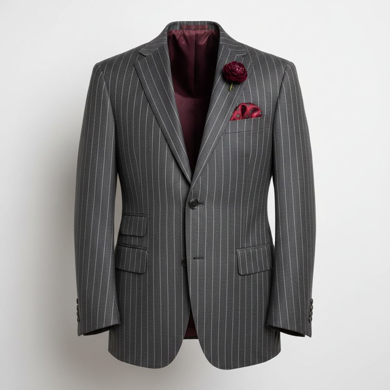 Graphite Pinstripe Tailored Wool Blazer