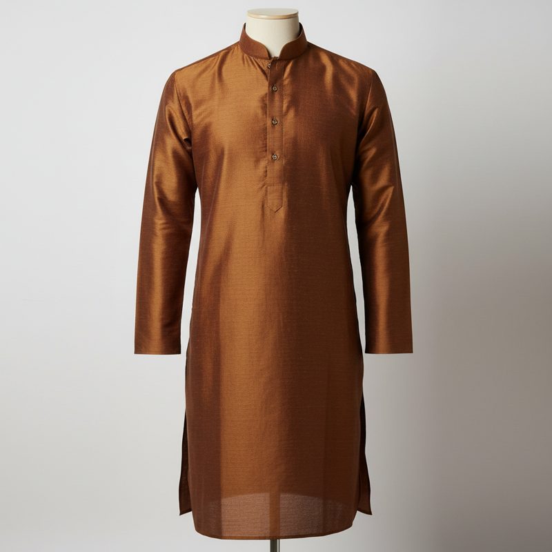Bronze Textured Tussar Silk Kurta