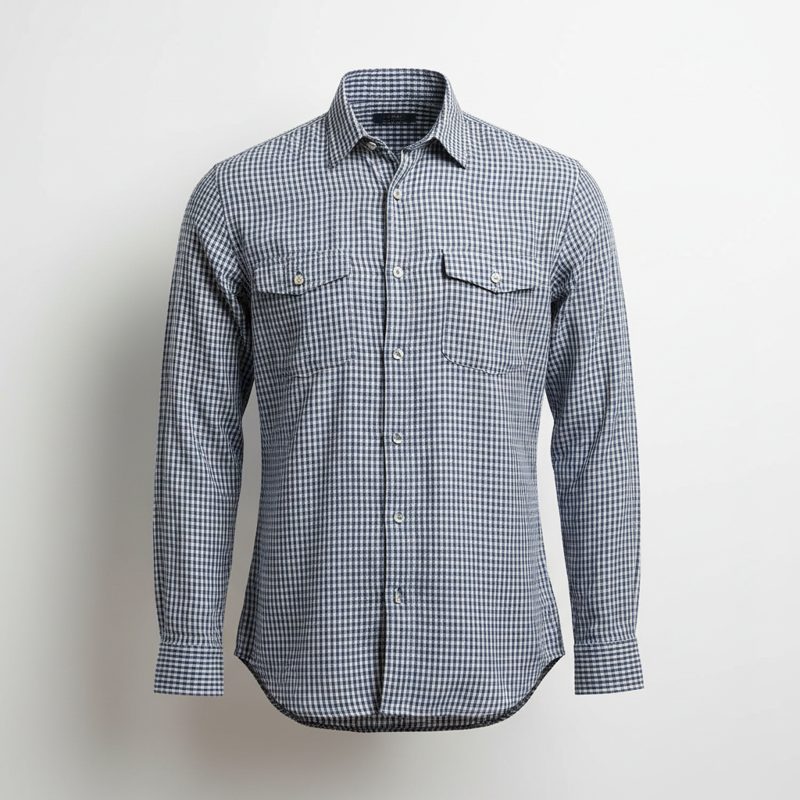 Navy Checked Cotton Work Shirt