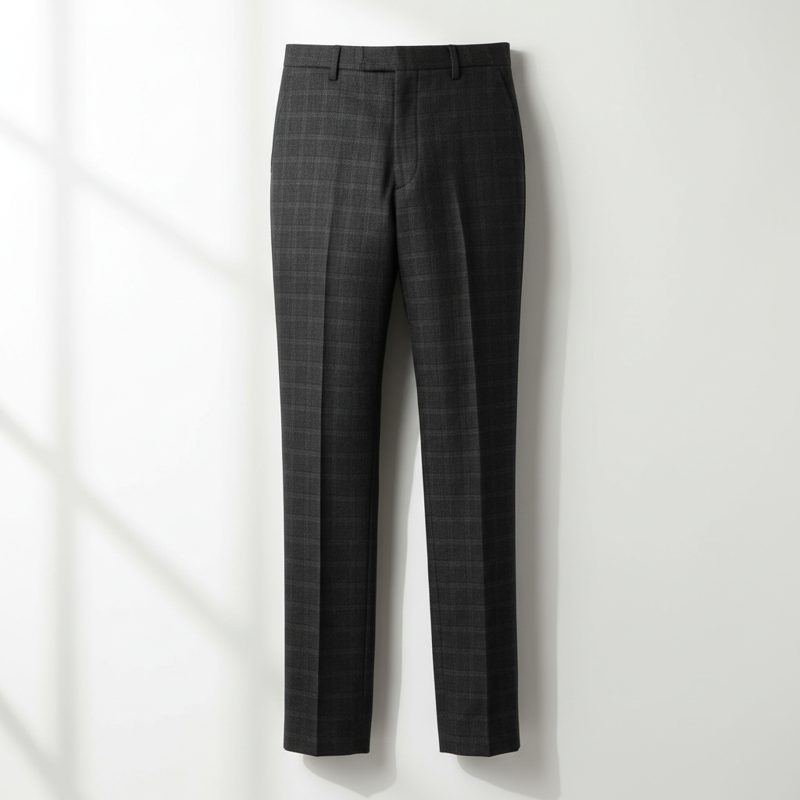 Charcoal Tailored Checked Formal Trousers