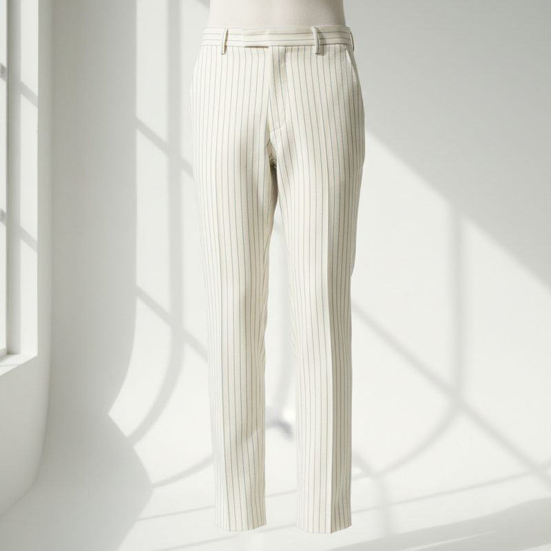 Off-White Pinstripe Tailored Dress Trousers