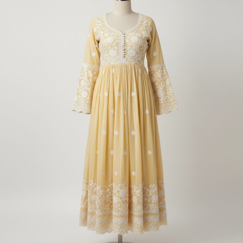 Butter Embroidered Anarkali Kurta Dress