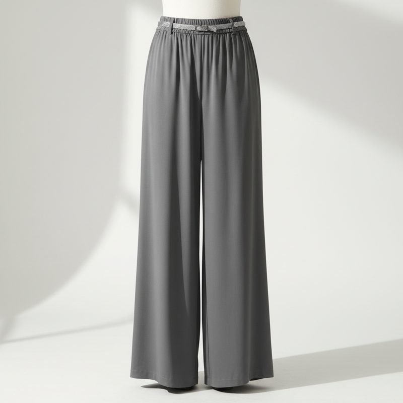 Graphite High-Waisted Wide-Leg Crepe Trousers