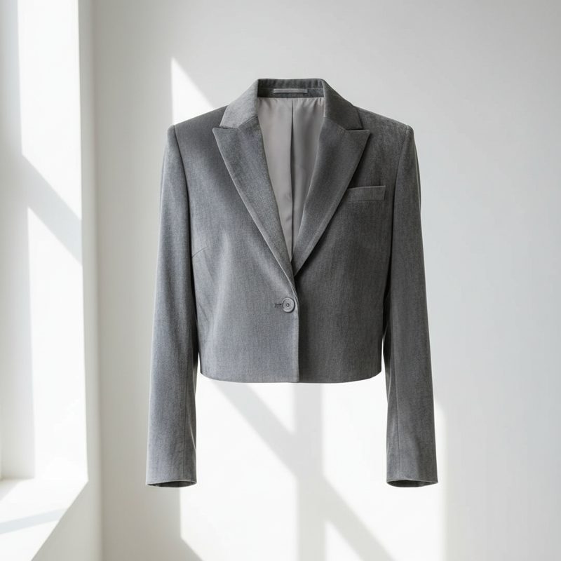 Slate Single Button Cropped Blazer
