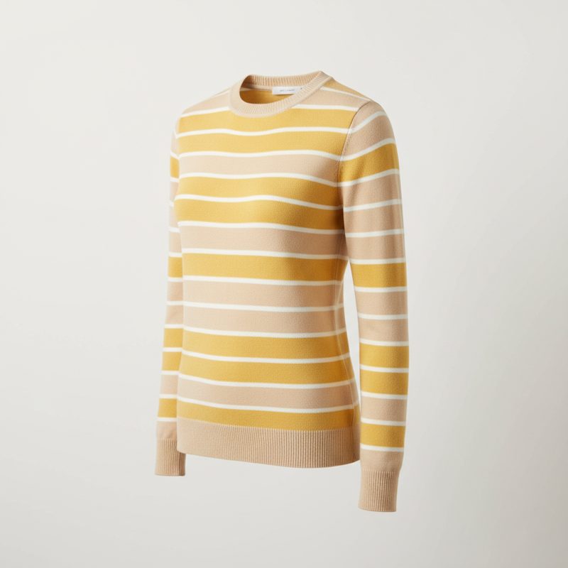 Mustard Striped Knit Crewneck Sweater