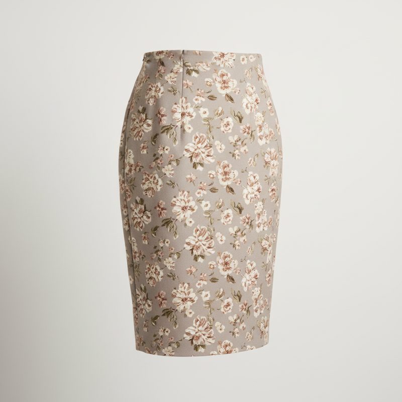 Stone Floral High-Waisted Pencil Skirt