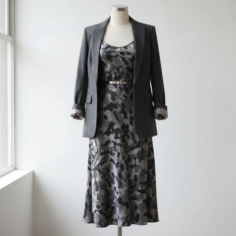 Charcoal Tailored Notch Lapel Blazer