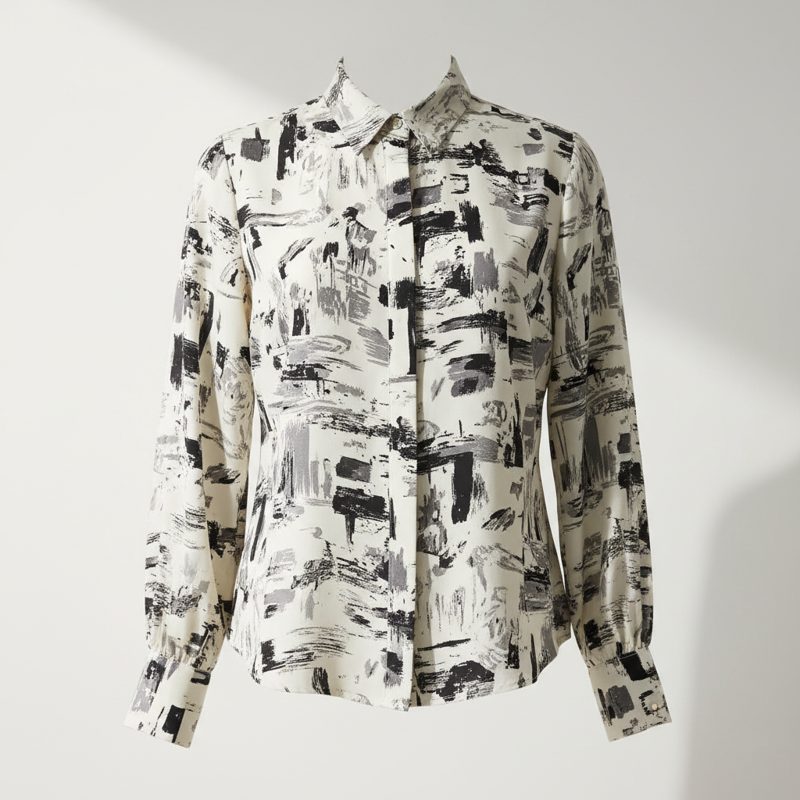 Off-White Abstract Print Silk Shirt