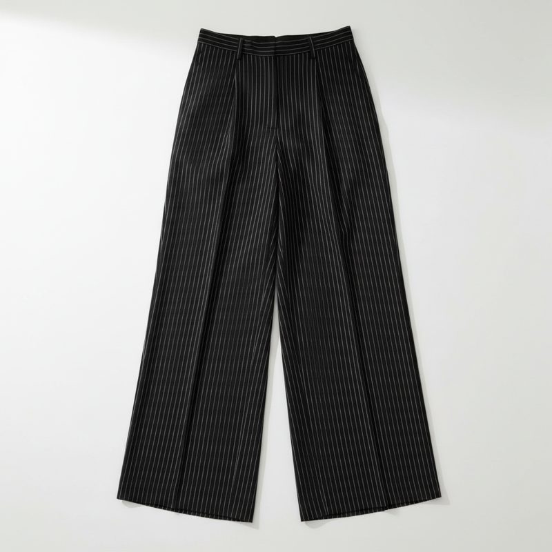 Black Pinstripe Wide Leg Trousers