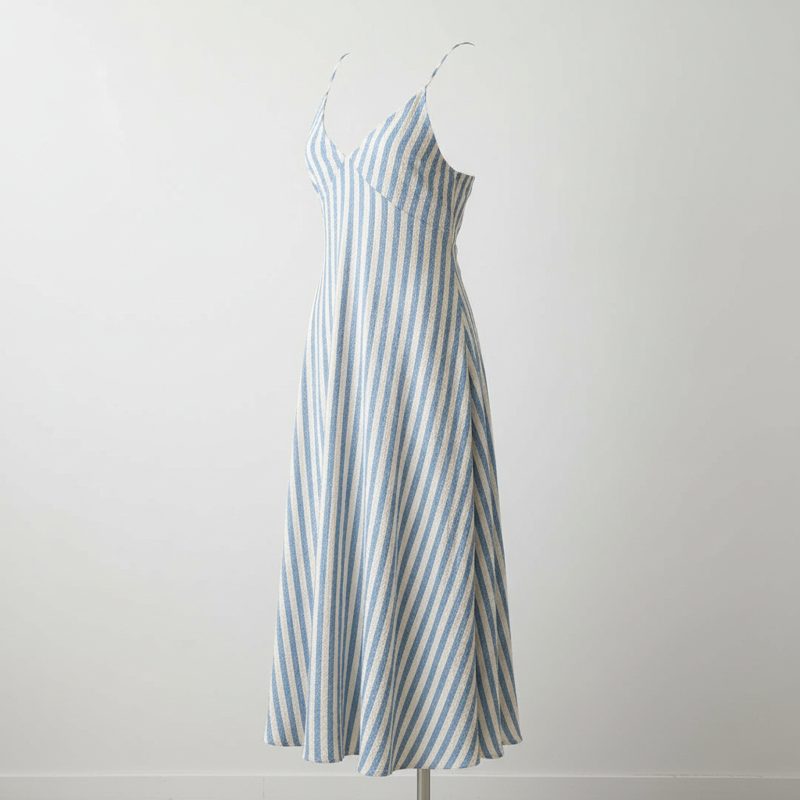 Sky Striped Linen Slip Dress