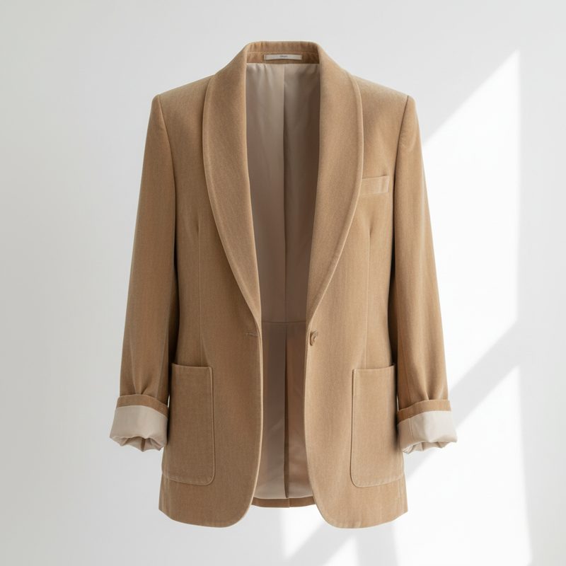 Camel Shawl Collar Patch Pocket Blazer