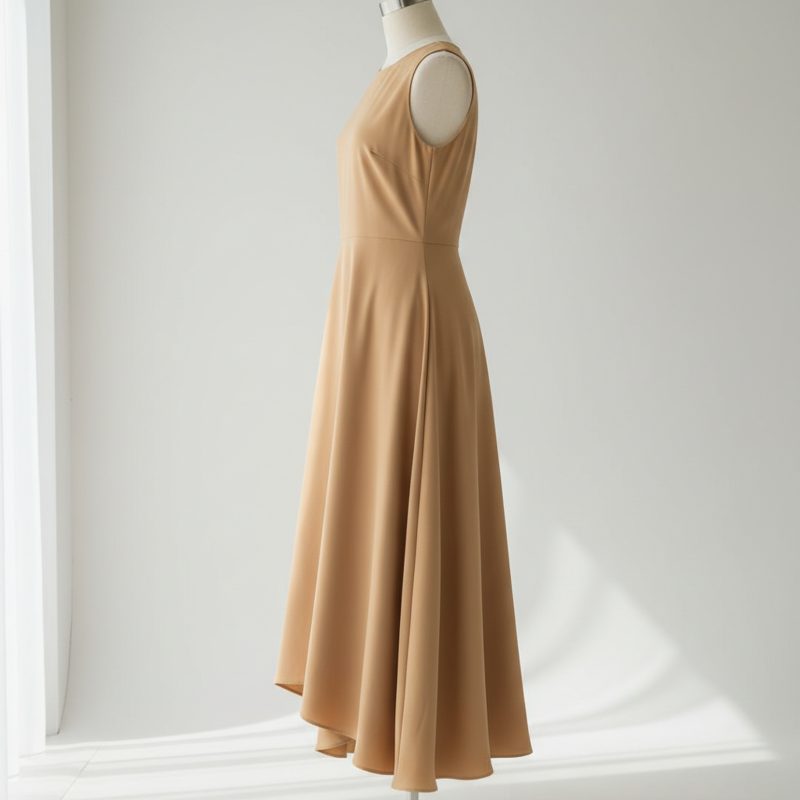 Camel Sleeveless Fit and Flare Dress