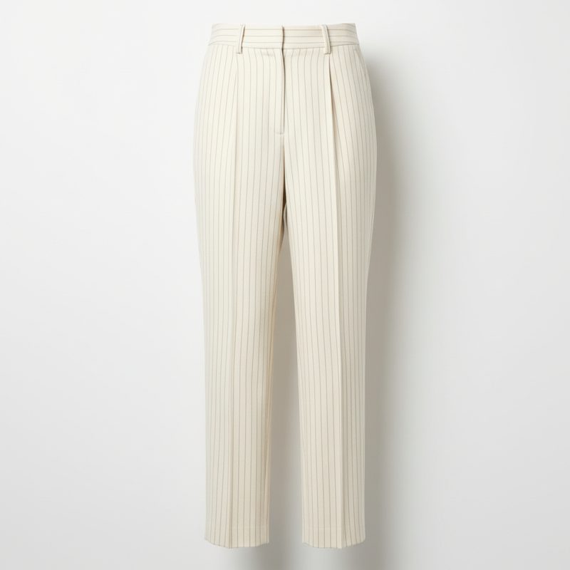 Cream Pinstripe Pleated Tailored Trousers