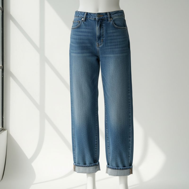 Indigo High Waisted Straight Jeans