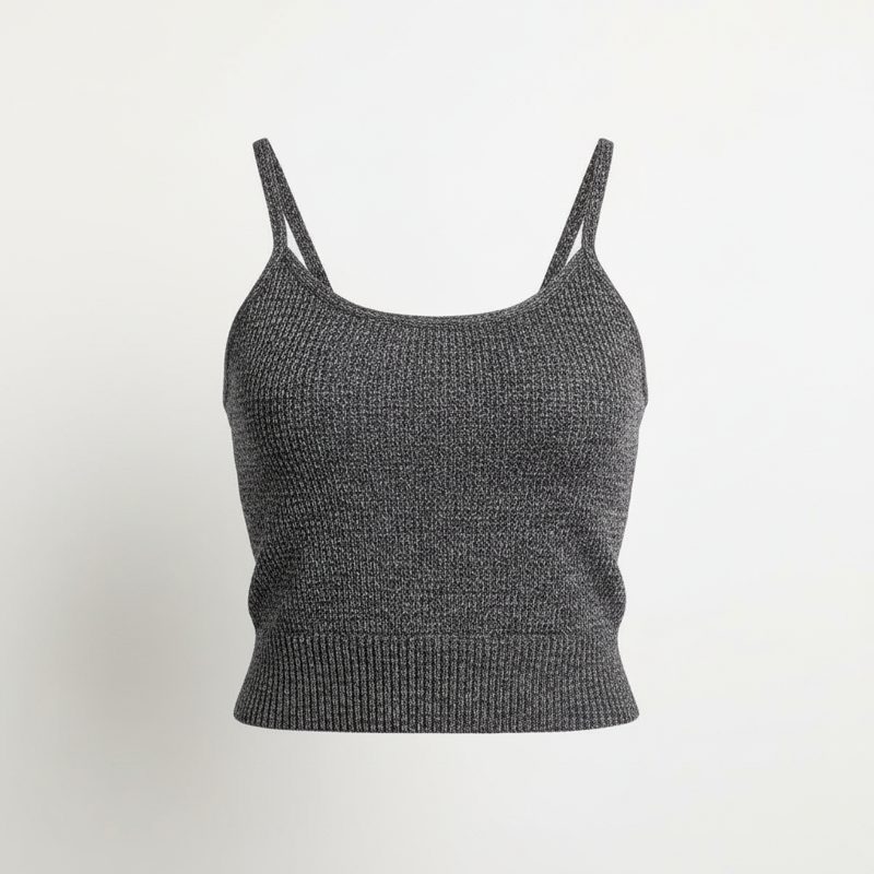 Charcoal Ribbed Knit Strappy Camisole